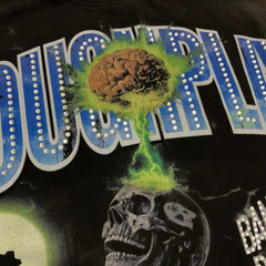 Roughplay Long sleeved shirt "Skull Shock" – A stylish fusion of DTG white ink printing and hot-fix rhinestones.