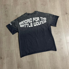 Roughplay T Shirts White-ink direct-to-garment printed T-shirt featuring a Western-style streetwear aesthetic