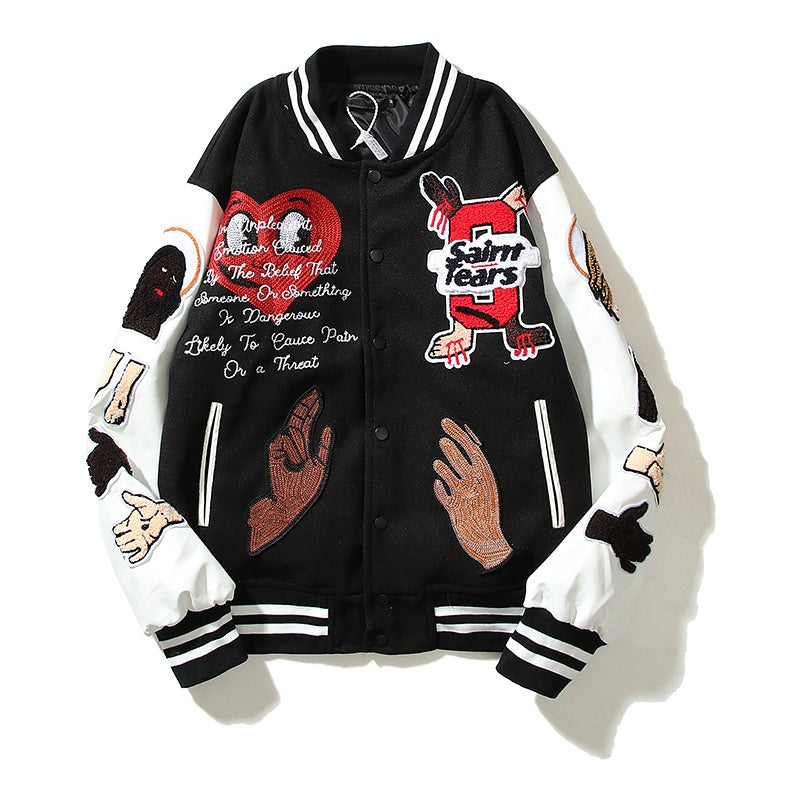American-style baseball jacket James-style Price Stadium Jacket ¨C a varsity-style sports jacket featuring intricate, full-coverage embroidery.