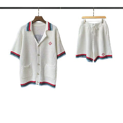 Casablanca knitted short-sleeved sweater Textured Knit Top & Short Co‑ord Suit