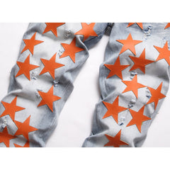 Amiri Jeans Stars Ripped Stretch Jeans