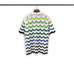 Casablanca knitted short-sleeved sweater Zigzag Striped Textured Knit Suit