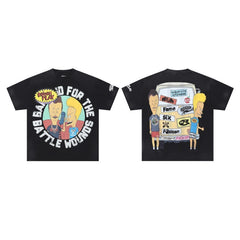 Roughplay T Shirts Beavis & Butt-Head Van – Streetwear Style (Rhinestone & White Ink Direct-to-Garment Print)