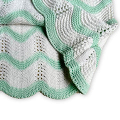 Casablanca knitted short-sleeved sweater Mint‑Green Chevron Textured Polo Top