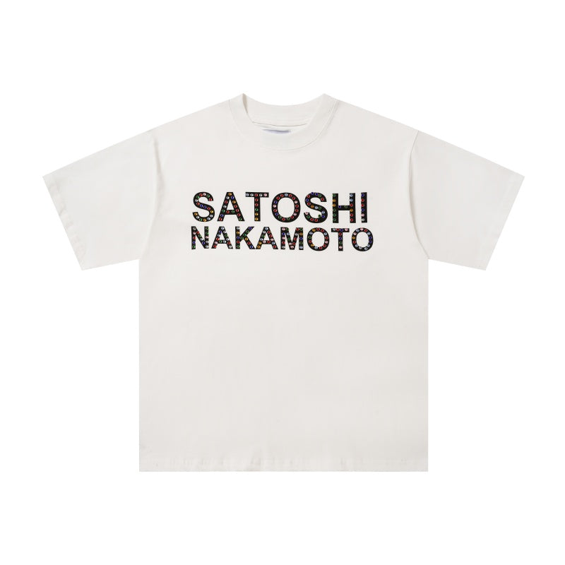SATOSHI T Shirts High-quality pure cotton trendy unisex heavyweight loose fit fashionable and versatile