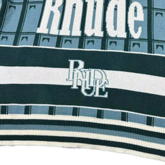 RHUDE knit sweater Striped Hem Button Placket Racing‑Inspired