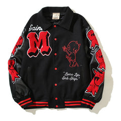 American-style baseball jacket Saint Michael American-style leather-sleeve