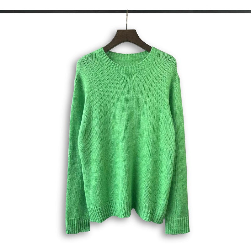 RHUDE knit sweater Soft Marled‑Fiber Solid‑Hue Ribbed Cuff‑Hem Casual Knit Pullover