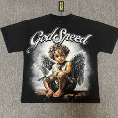 Godspeed T Shirts 100% pure cotton 260g fabric Streetwear fashion Rhinestone