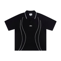 CORTEIZ Polo shirt Black Vintage Loose Fit Sporty Piping Polo – Streetwear Edition
