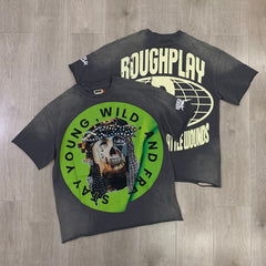 Roughplay T Shirts High-quality "Jesus Piece" design featuring DTG printing and rhinestones