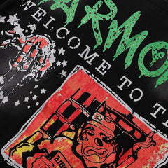 Harmony T Shirts Cement-wash, distressed-look, and hot-fix rhinestone application.