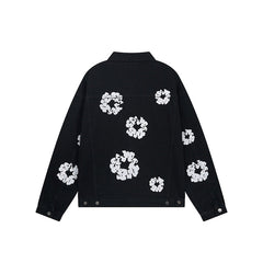 American-style baseball jacket American-style Denim Tears cotton flower denim jacket for men ¨C loose-fit, high-street trendy brand