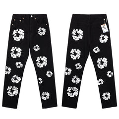 DENIM TEARS Jeans Denim All-Over Flower Wreath Graphic Oversized Straight Cut Pants