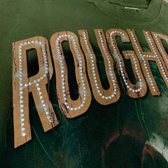 Roughplay T Shirts Island (OLIVE) 2026 SS White Ink Direct-to-Film (DTF) Print with Rhinestones