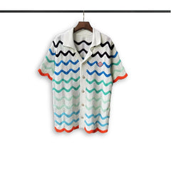 Casablanca knitted short-sleeved sweater Wavy Chevron Stripe Knit Two‑Piece Co‑ord Set
