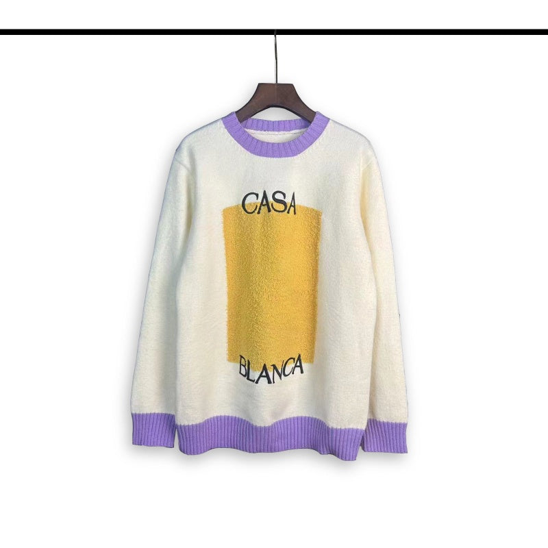 Casablanca knit sweater Color Block Contrast Rib Text Graphic Motif