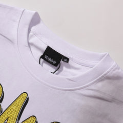 Harmony T Shirts Garment-washed short-sleeve top with rhinestone embellishment