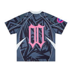 CORTEIZ T-shirt Y2K Blokecore Mesh Pink Script Signature & Gothic 00 Printed Oversized Soccer Jersey