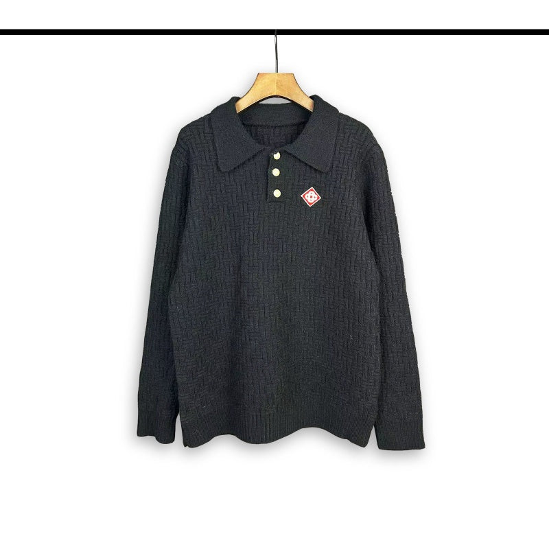 Casablanca knit sweater Understated Chest Patch Cable‑Knit Design