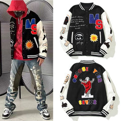 American-style baseball Leather Sleeve God Eye Graphic Oversized Saint Michael x Fear of God Autumn/Winter Vintage-Style Baseball Jacket (Unisex)