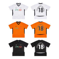 CORTEIZ T-shirt Y2K Blokecore Pinstripe V-Neck Soccer Jersey – Streetwear Edition