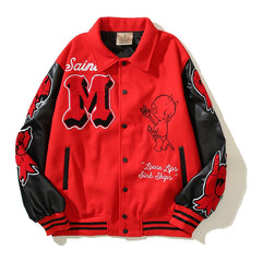 American-style baseball jacket Saint Michael American-style leather-sleeve