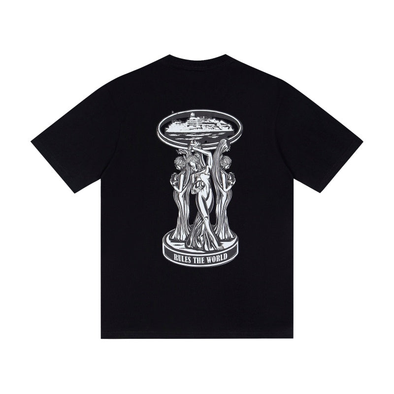 CORTEIZ T-shirt Y2K Front Mini Back Big Classical Goddess Statue Printed Oversized Tee