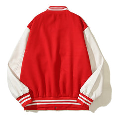 American-style baseball jacket Travis Scott Unisex Loose-Fit Varsity Jacket with Leather Sleeves and Terry Cloth Embroidery ¨C Fall/Winter Casual Style