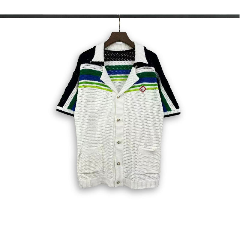 Casablanca knitted short-sleeved sweater Button Front Pocket Knit Two Piece